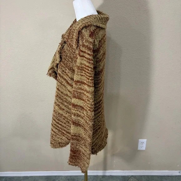 Free People Brown Double Breasted Cardigan Sweater Coat Sz M Boho Grunge Western - Picture 6 of 13